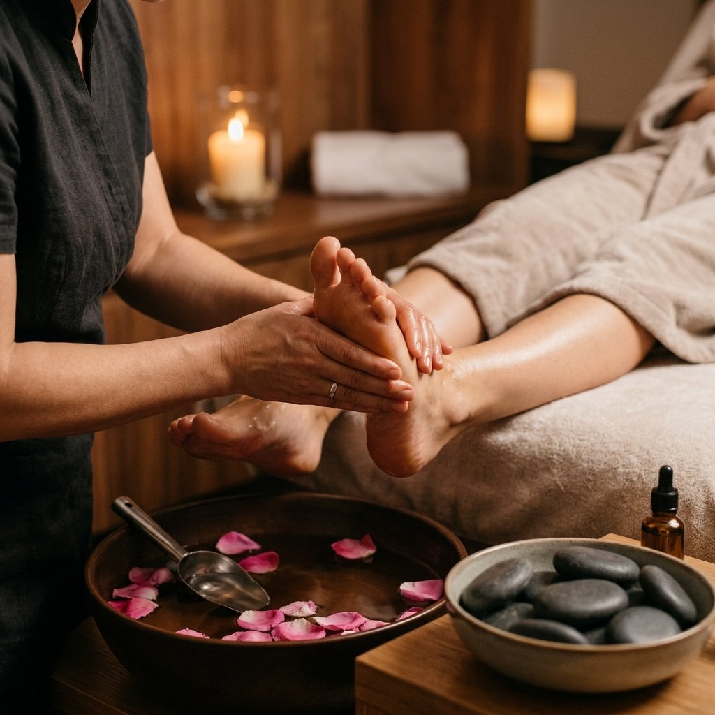 Soothing reflexology foot massage